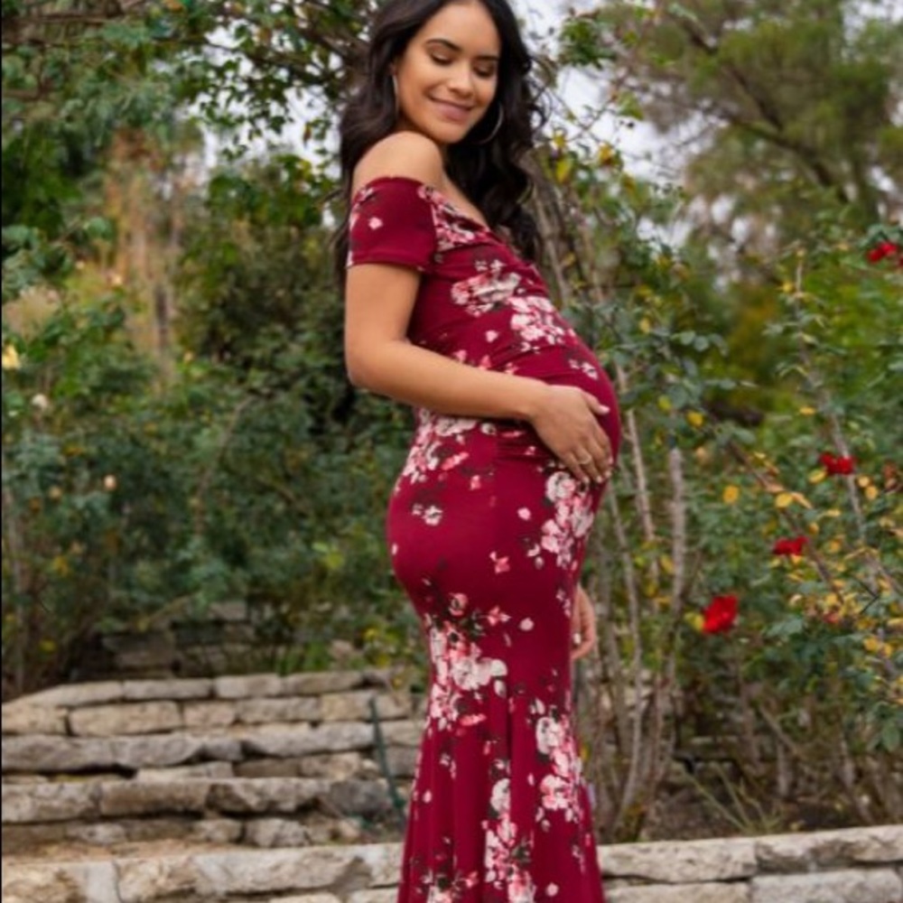 Pinkblush Off Shoulder Maternity Photoshoot Gown